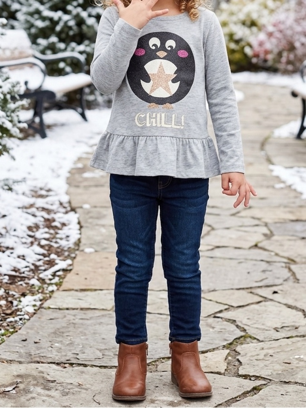 NWOT Girl’s Arizona Jean Company Penguin Peplum Top – Size 4T